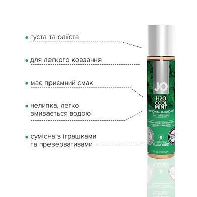 Смазка на водной основе JO H2O &mdash; Cool Mint (30 мл) без сахара, растительный глицерин