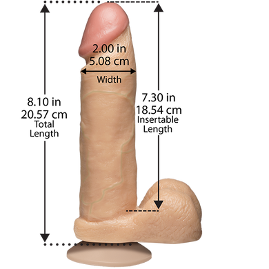 Фаллоимитатор Doc Johnson The Realistic Cock 8 inch White - PVC, Vack-U-Lock, диаметр 5,1см