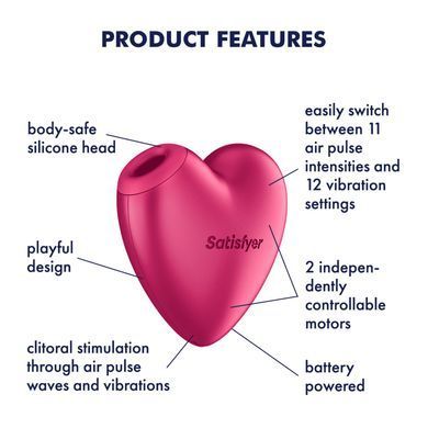 Вакуумный стимулятор-сердечко с вибрацией Satisfyer Cutie Heart Battery Series