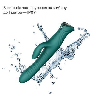 Смарт пульсатор-кролик с вибрацией Zalo Mose 2 Turquoise Green, подогрев до 42&deg;C, кристалл Swarovski