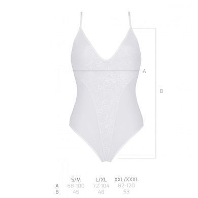 Боди с ажурным декором и открытым шагом Passion URSULA BODY XXL/XXXL, white