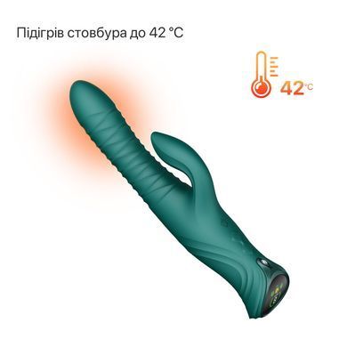 Смарт пульсатор-кролик с вибрацией Zalo Mose 2 Turquoise Green, подогрев до 42&deg;C, кристалл Swarovski