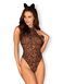 Еротичний костюм леопарда Obsessive Leocatia teddy S/M, боді, обруч з вушками