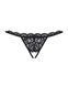 Мереживні танги з двома отворами Obsessive 831-THC-1 crotchless thong S/M, чорні, бантики