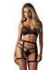Комплект Obsessive Blomentis 3-pcs set, XL/2XL, мягкий лиф, стринги со стрепами, пояс с гартерами