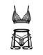 Комплект Obsessive Blomentis 3-pcs set, XL/2XL, мягкий лиф, стринги со стрепами, пояс с гартерами