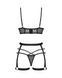 Комплект Obsessive Blomentis 3-pcs set, XL/2XL, мягкий лиф, стринги со стрепами, пояс с гартерами