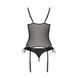 Корсет со шнуровкой Passion NESSY CORSET L/XL black, стринги с открытым доступом, пажи для чулок