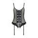 Корсет со шнуровкой Passion NESSY CORSET L/XL black, стринги с открытым доступом, пажи для чулок
