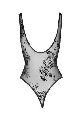 (SALE) Боді Noir Handmade F242 Tulle body with patterned flock embroidery - M