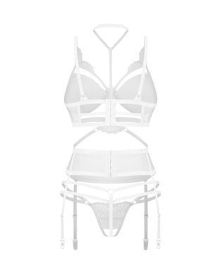 Комплект Obsessive Premisis White 3-pcs crotchless set S/M