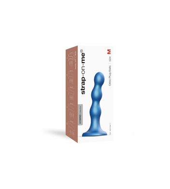 Насадка для страпона Strap-On-Me Dildo Plug Balls Blue Metallic M