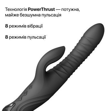 Смарт пульсатор-кролик с вибрацией Zalo Mose 2 Obsidian Black, подогрев до 42 &deg;C, кристалл Swarovski