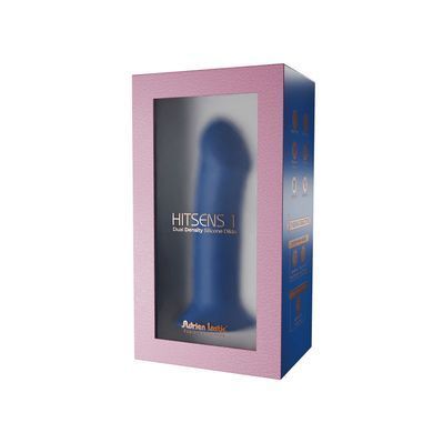 Двухслойный дилдо Adrien Lastic Hitsens 1 Blue, подходит для страпона, диаметр 4,5 см, длина 17,7 см