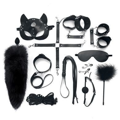 Набор BDSM Art of Sex – Maxi BDSM Set Leather, 13 предметов, черный, натуральная кожа