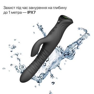 Смарт пульсатор-кролик с вибрацией Zalo Mose 2 Obsidian Black, подогрев до 42 &deg;C, кристалл Swarovski