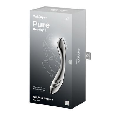 Металевий дилдо Satisfyer Pure Gravity 3, двосторонній, можна нагрівати й охолоджувати, дуже важкий