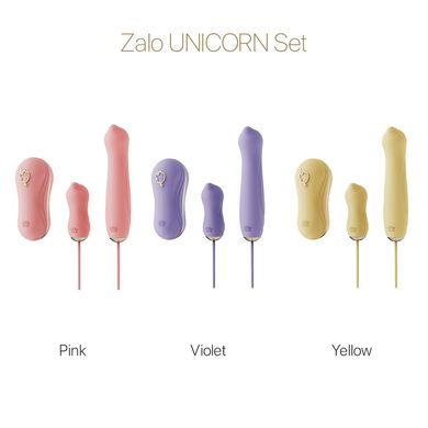 Набор 3в1 Zalo – UNICORN Set Yellow, виброяйцо, пульсатор, вакуумный стимулятор