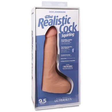 Кончающий фаллоимитатор Doc Johnson The Realistic Cock ULTRASKYN - Squirting 9,5 Inch Vanilla