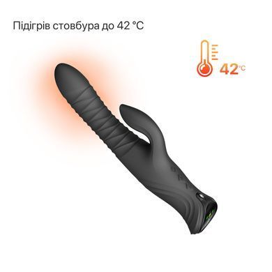 Смарт пульсатор-кролик с вибрацией Zalo Mose 2 Obsidian Black, подогрев до 42 &deg;C, кристалл Swarovski