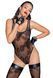 (SALE) Боді Noir Handmade F242 Tulle body with patterned flock embroidery - M
