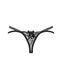 Трусики-стринги Obsessive Blomentis thong, XS/S, черные, кружевные, боковинки &mdash; двойные полосочки