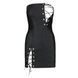 Мінісукня з екошкіри Passion CELINE CHEMISE 6XL/7XL, black, шнурівка, трусики в комплекті