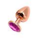 Металлическая анальная пробка Wooomy Tralalo Rose Gold Metal Plug Magenta L, диаметр 4 см, длина 9 с