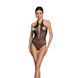 Бодистокинг с декольте Passion BS088 black, имитация корсетной шнуровки