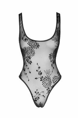 Боди Noir Handmade F242 Tulle body with patterned flock embroidery, L