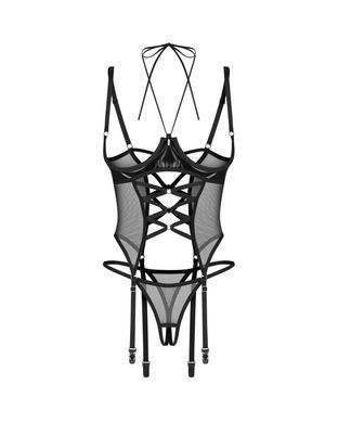 Корсет Obsessive Dominna cupless corset & crotchless thong 2XL/3X