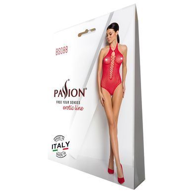 Бодістокінг з декольте Passion BS088 red, імітація корсетної шнурівки