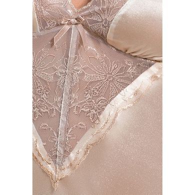 (SALE) Сорочка приталенная с чашечками LOTUS CHEMISE cream XXL/XXXL - Passion Exclusive, трусики