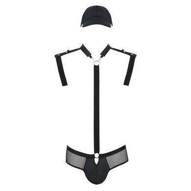 Комплект эротического мужского белья Passion 038 JOHN XXL/XXXL Black, боди, кепка