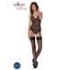 Корсет с пажами, трусики с ажурным декором и открытым шагом Passion URSULA CORSET S/M, black