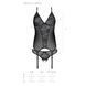 Корсет с пажами, трусики с ажурным декором и открытым шагом Passion URSULA CORSET S/M, black