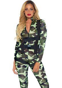 Эротический костюм десантницы Leg Avenue Pretty Paratrooper L, комбинезон, портупея