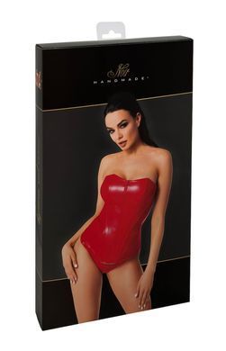Корсет Noir Handmade F355 Red powerwetlook corset - L