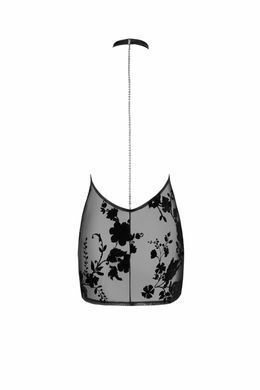 Платье Noir Handmade F313 Mythos, XL, black, прозрачное, мини, открытая спина, декор из стразов