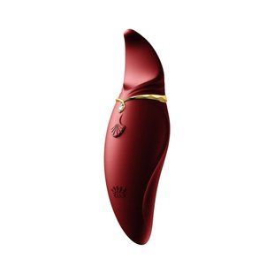 Вибратор 2в1 с язычком Zalo &mdash; Hero Wine Red, кристалл Swarovski