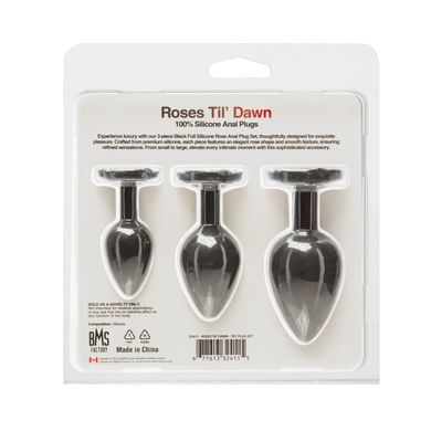 Набор силиконовых анальных пробок BMS Roses Til&rsquo; Dawn Silicone Anal Plug Kit Starter Kit Black