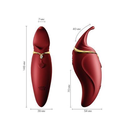Вібратор 2в1 з язичком Zalo &mdash; Hero Wine Red, кристал Swarovski