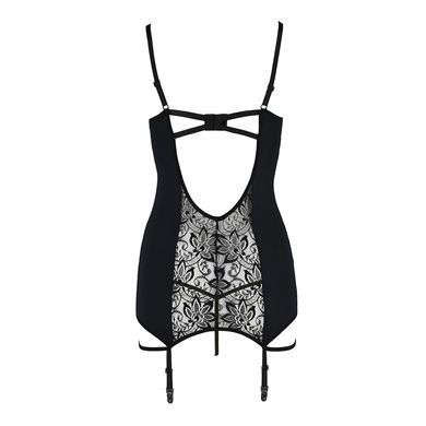 Сорочка приталенная с пажами PAULINE CHEMISE black XXL/XXXL - Passion, трусики