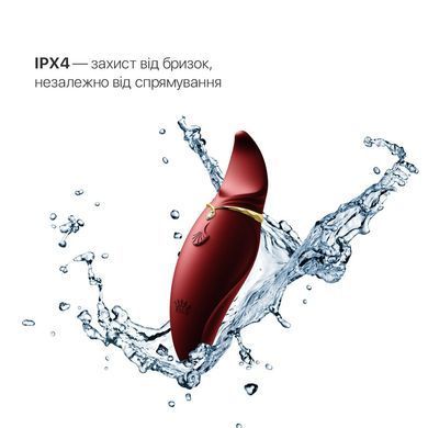 Вібратор 2в1 з язичком Zalo &mdash; Hero Wine Red, кристал Swarovski