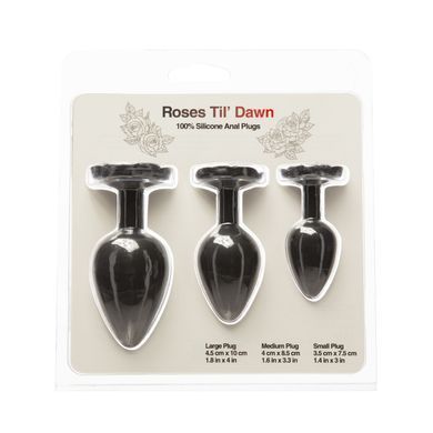 Набор силиконовых анальных пробок BMS Roses Til&rsquo; Dawn Silicone Anal Plug Kit Starter Kit Black