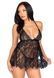 Сорочка беби-долл Leg Avenue Floral lace babydoll & string Black M, стринги