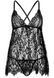 Сорочка беби-долл Leg Avenue Floral lace babydoll & string Black M, стринги