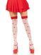 Чулки Leg Avenue Polka Dot Mushroom Thigh Highs, One Size, бело-красные, на резинке, рисунок &mdash; грибы