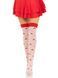 Чулки Leg Avenue Polka Dot Mushroom Thigh Highs, One Size, бело-красные, на резинке, рисунок &mdash; грибы