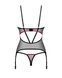 Корсет Obsessive Novenes corset & thong, M/L, прозорий, відкрита спина, стрінги в комплекті